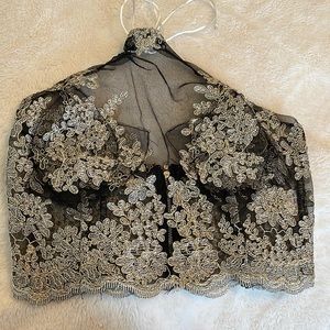 Black Woven with Gold Crop Top